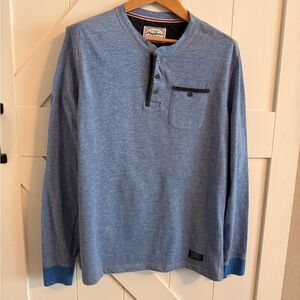 Flag & Anthem Men's Blue Long Sleeve Henley Shirt Large